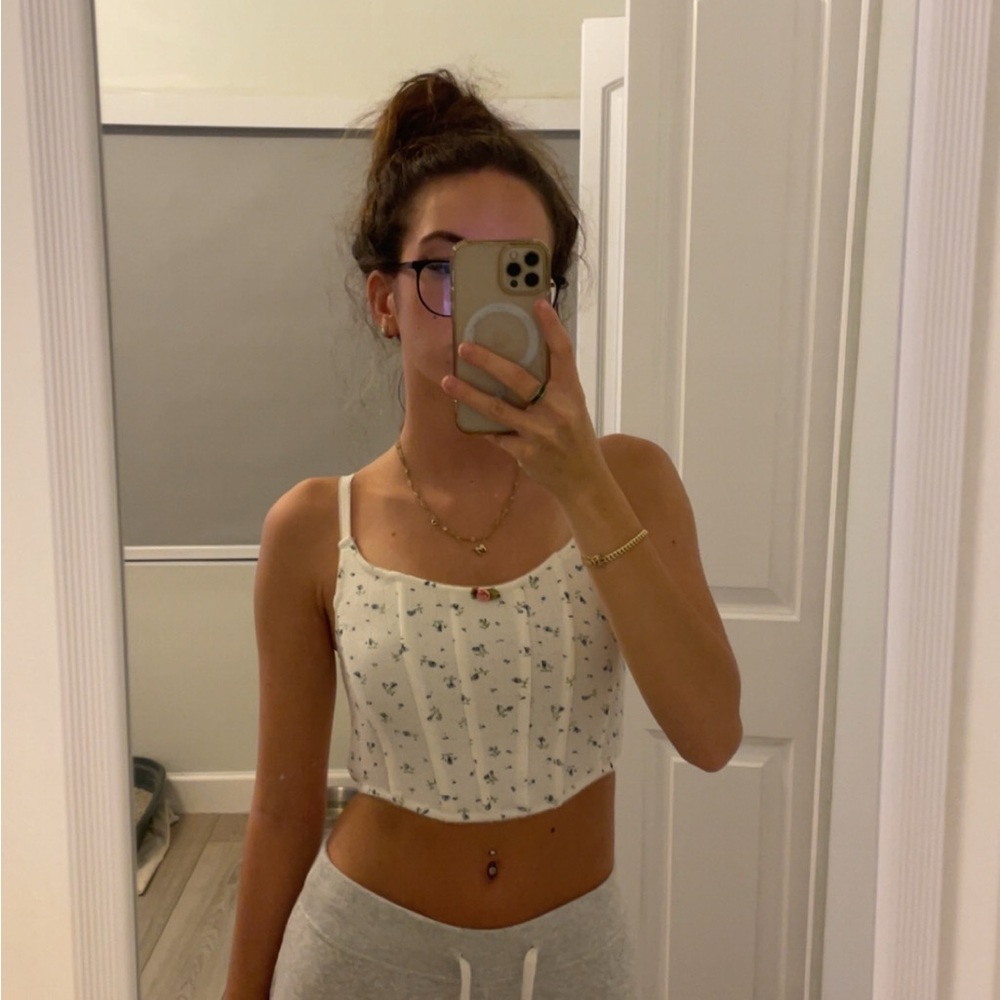 White Floral Women's Top